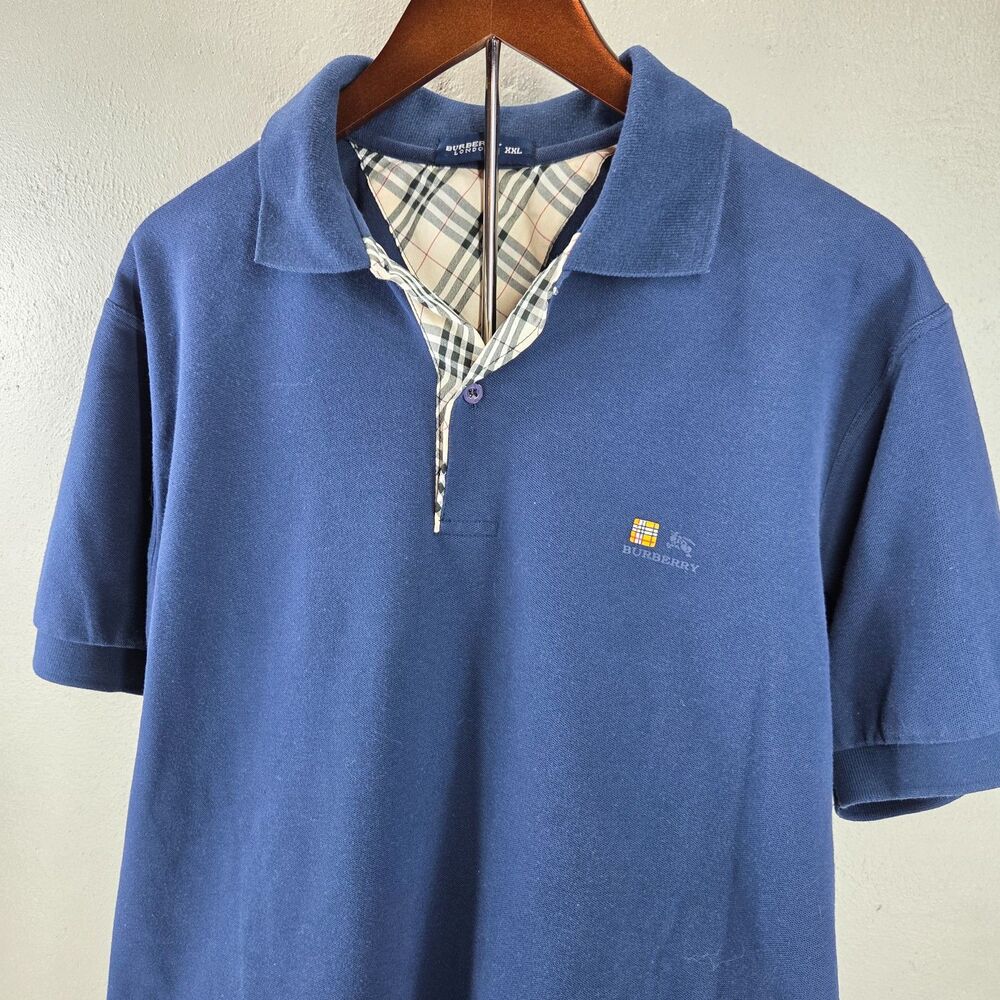 Burberry London Nova Check Placket Pique Polo Shirt Sz XXL